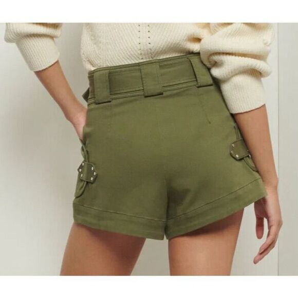 Derek Lam 10 Crosby Women's Sz 0 Fatigue Green Monterey Belted Shorts - Picture 12 of 12